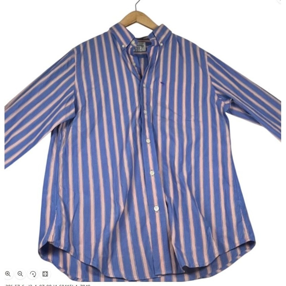 Abercrombie and Fitch Mens Large Blue Striped Cotton Button Down Shirt LS